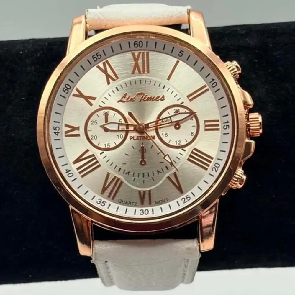 Rose Gold & White Lin Times Men’s Watch